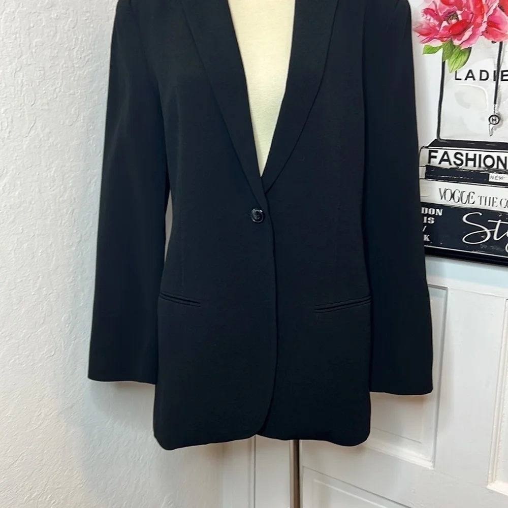 T by Alexander Wang Black One Button Long Blazer Size 6
